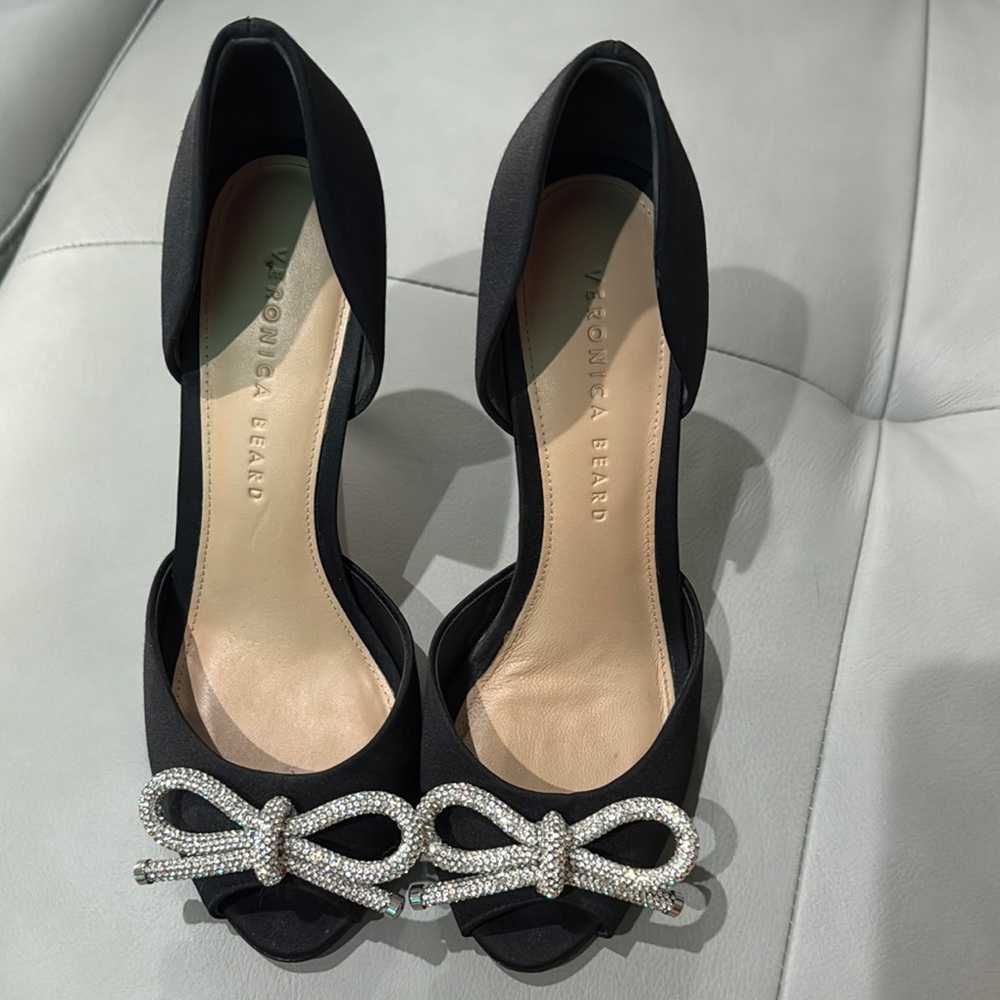 Veronica Beard Black and Silver Heels with Stiletto Design